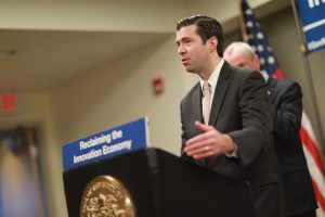 NJEDA CEO Tim Sullivan speaks on March 20 at the Commercialization Center for Innovative Technology in North Brunswick.