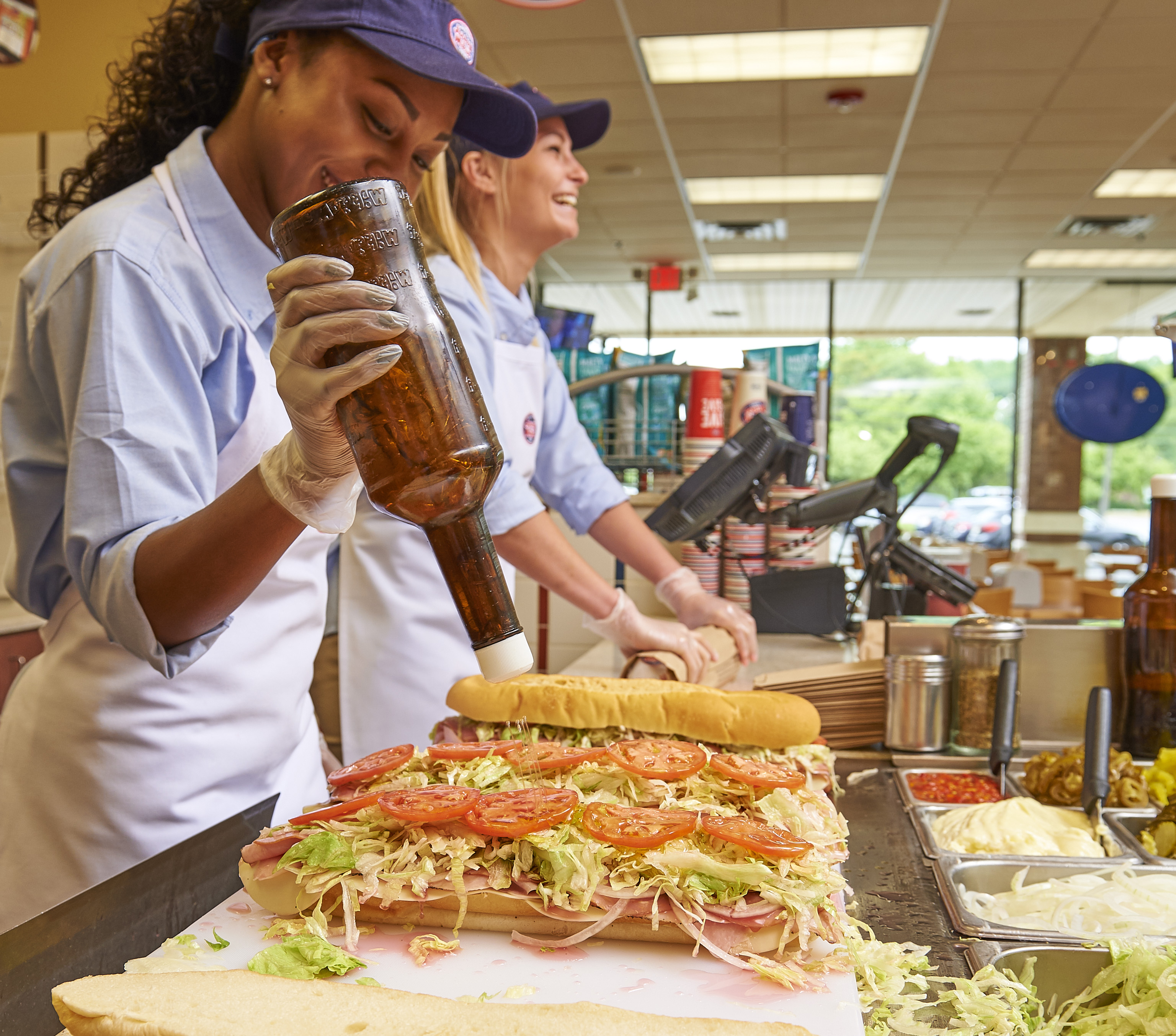 Jersey Mike's Subs sandwiches being made.