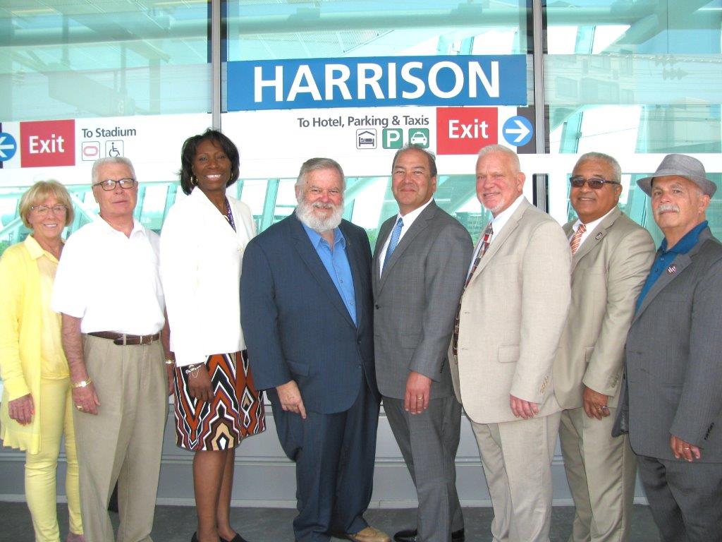Harrison officials at the opening of the PATH train station on June 15. Dignitaries included Port Authority of New York & New Jersey Chairman Kevin O’Toole, Harrison Mayor James Fife, and PATH Director Clarelle DeGraffe.