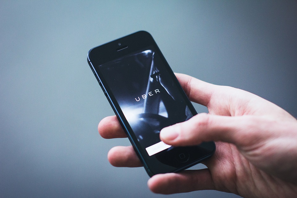 Uber app on phone.