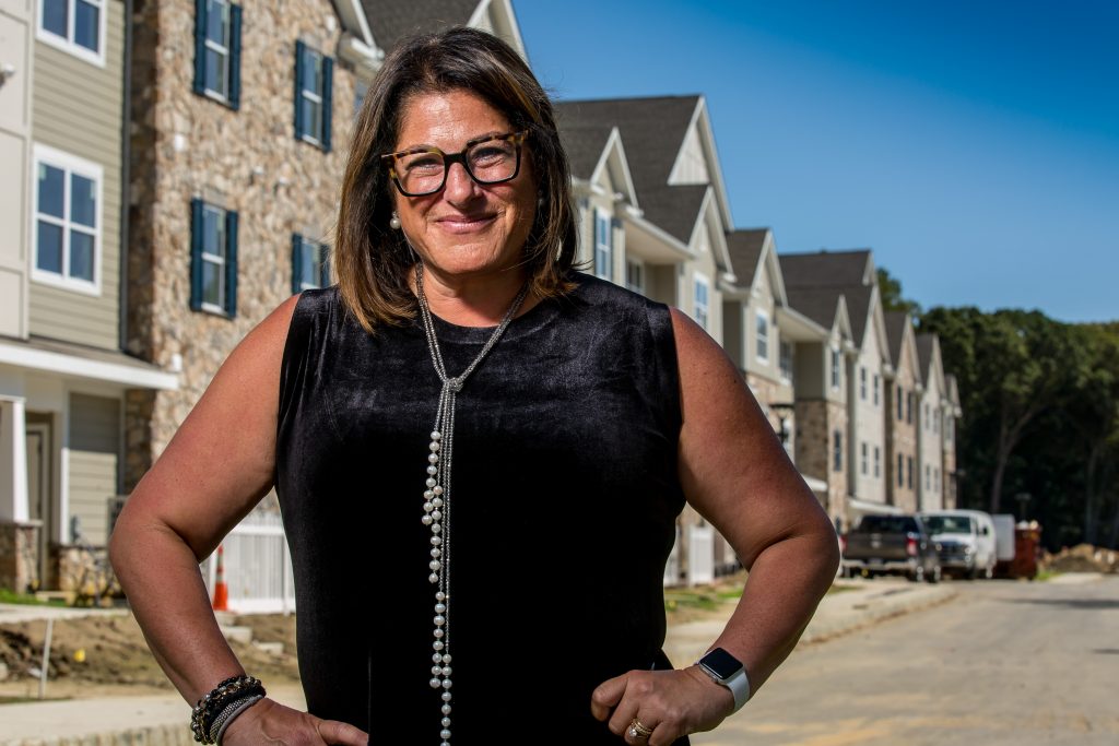 Jennifer Dubrow Weiss, CEO, Jewish Federation of Southern New Jersey, at Weinberg Commons (under construction) in Cherry Hill. - AARON HOUSTON