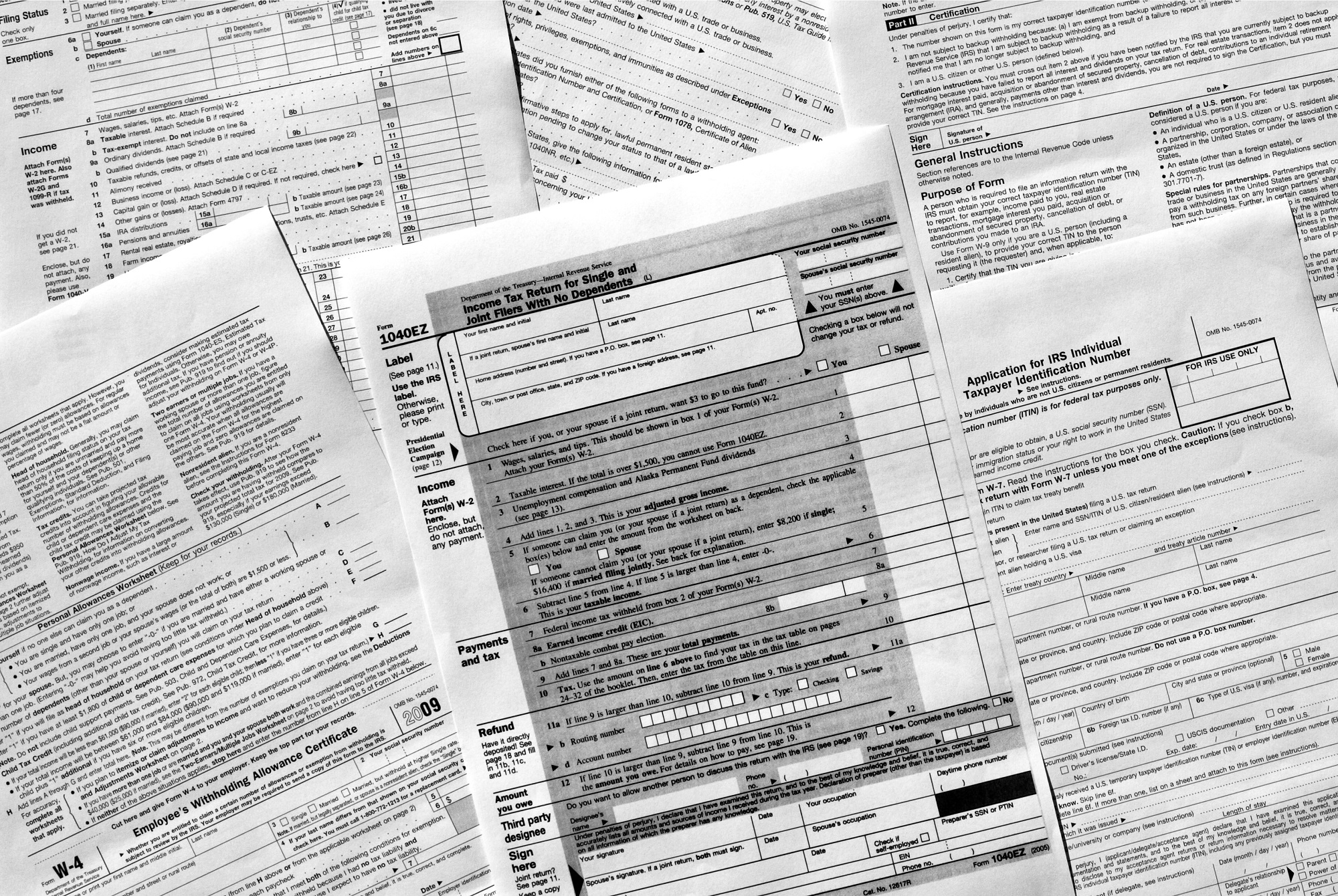 Range of various blank USA tax forms