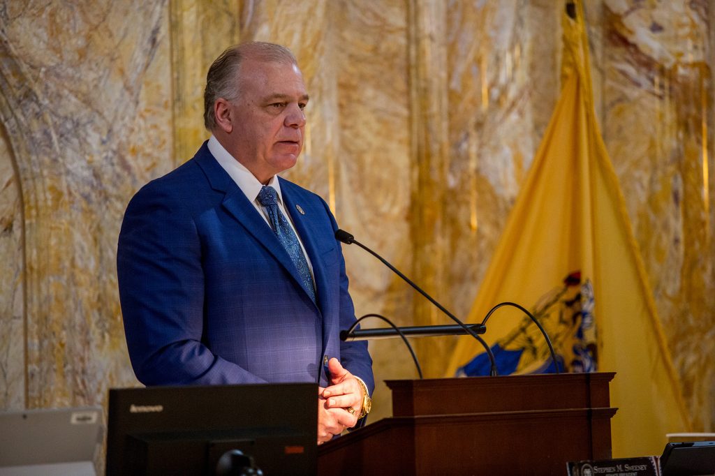 Senate President Stephen Sweeney at the Senate Reorganization meeting in Trenton on Jan. 14, 2020.