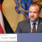 Commissioner of the New Jersey Department of Labor Robert Asaro-Angelo joins Gov. Phil Murphy at his daily COVID-19 press briefing in Trenton on May 7, 2020.