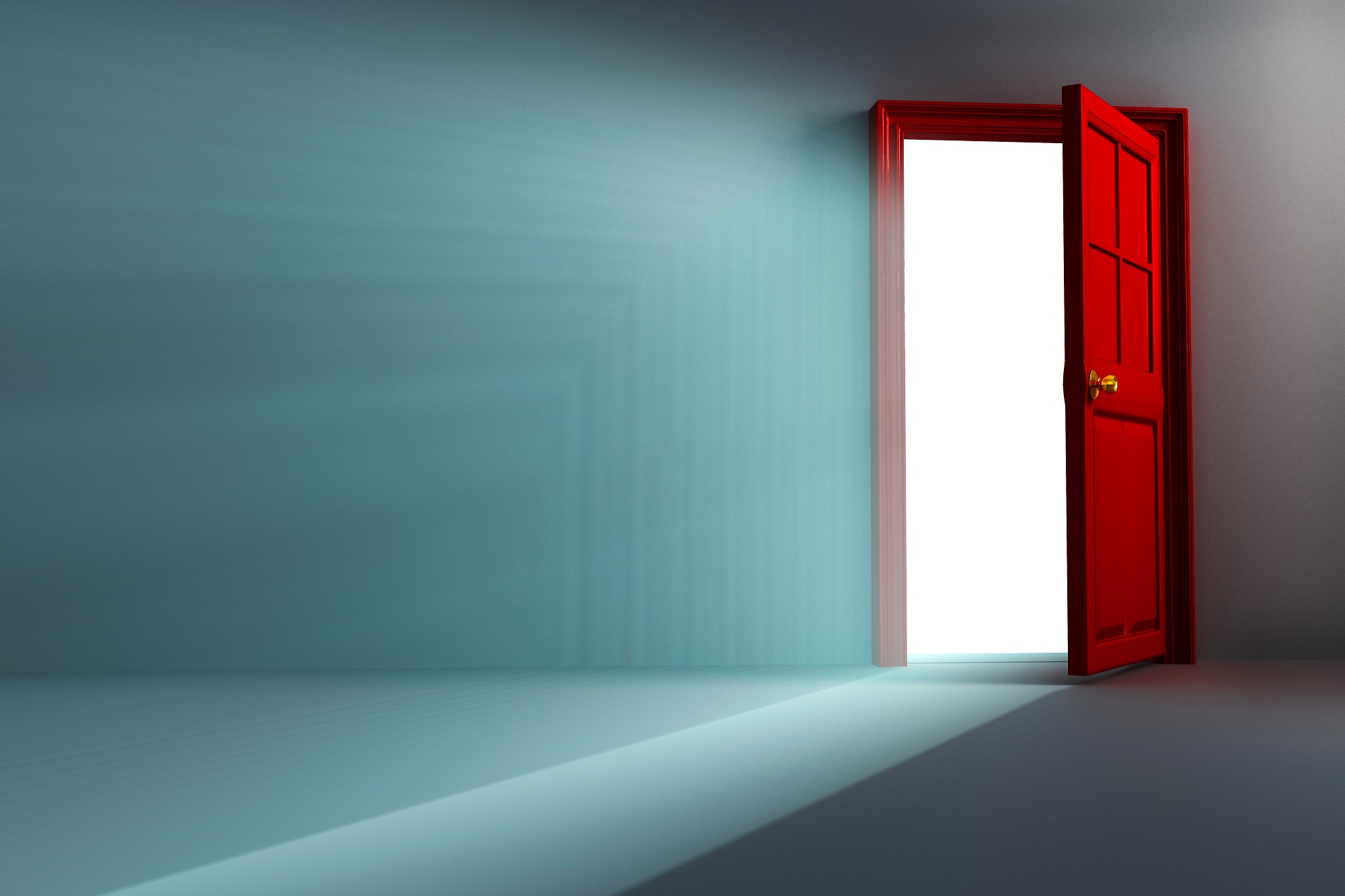 illustration of 3d image of light coming out open door