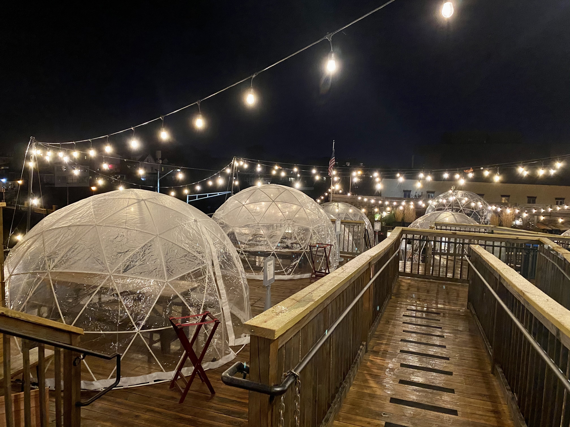 Outdoor dining igloos at the Asbury Festhalle & Biergarten in Asbury Park.