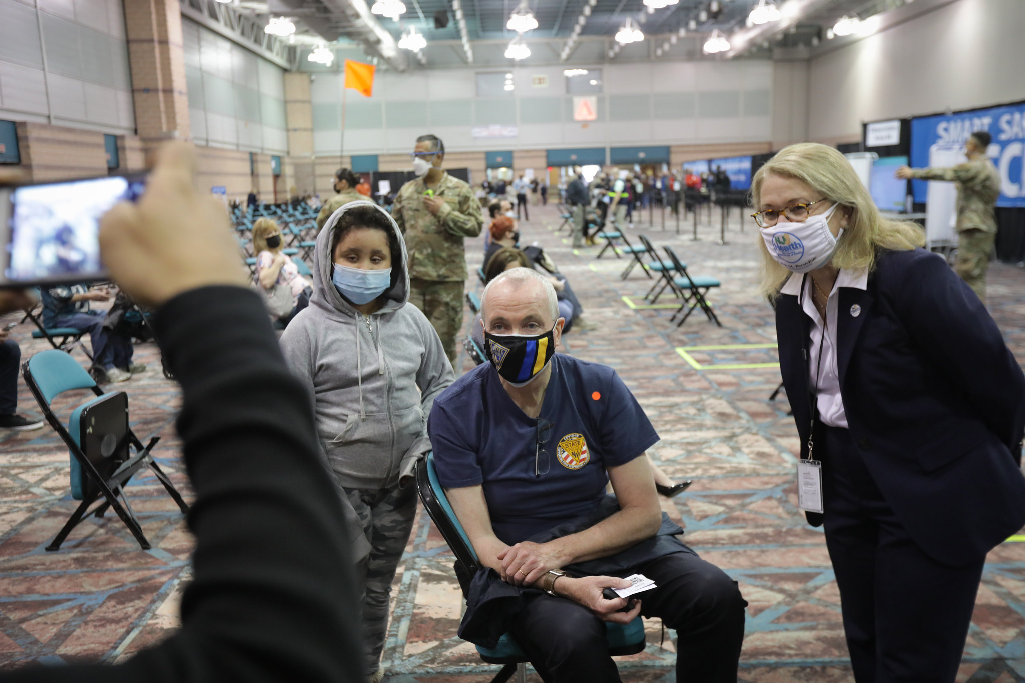 Gov. Phil Murphy and First Lady Tammy Murphy receive the first dose of the COVID-19 Vaccine on April 9, 2021