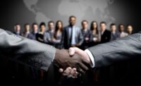handshake isolated on business background