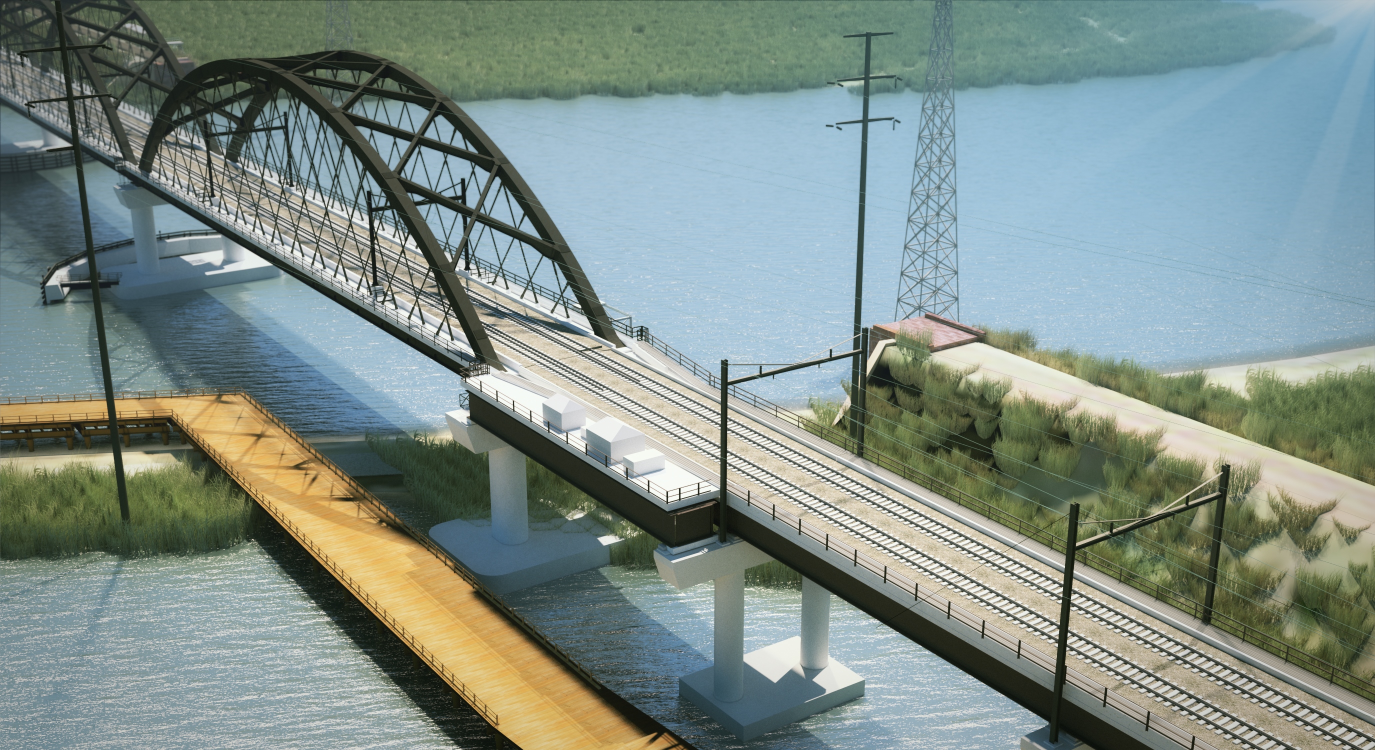 A rendering of the future Portal North Bridge which will be much higher off the river, allowing boats to pass without having to open and close. - GATEWAY DEVELOPMENT CORP.
