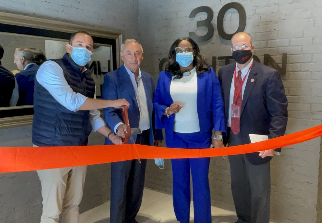 Members of the Paramount Assets team joined local dignitaries at the ribbon cutting ceremony of Clinton Flats on May 7, 2021. From left, Paramount Assets COO Maurice Levy, Paramount Assets Chairman Solomon Levy, Newark Central Ward Council Member LaMonica McIver, Paramount Assets Senior Vice President and Richard Dunn.