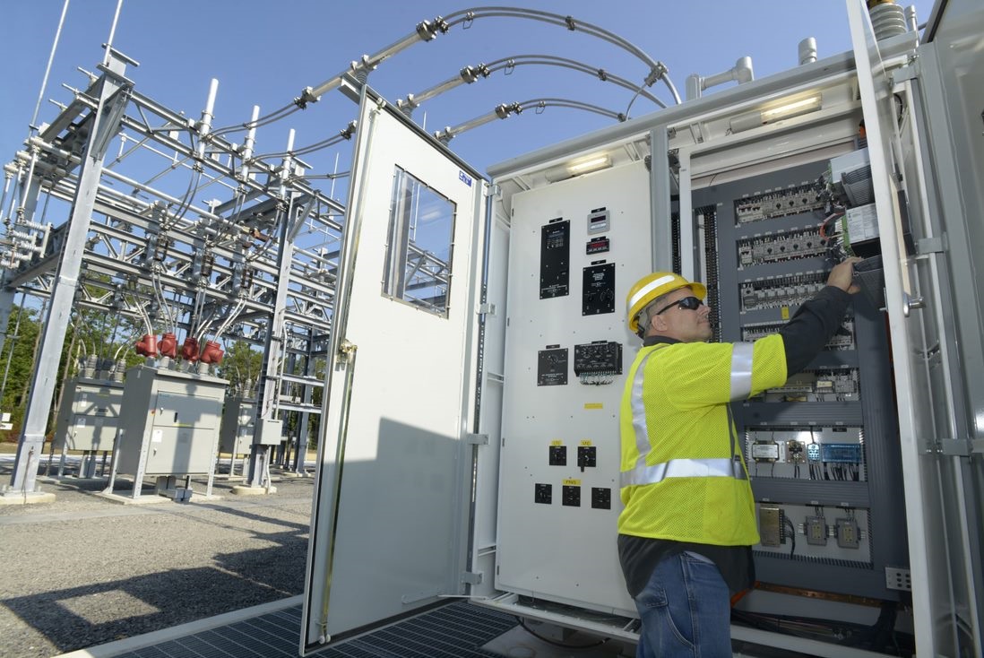 An employee working at an Atlantic City Electric substation in Atlantic County. - ATLANTIC CITY ELECTRIC