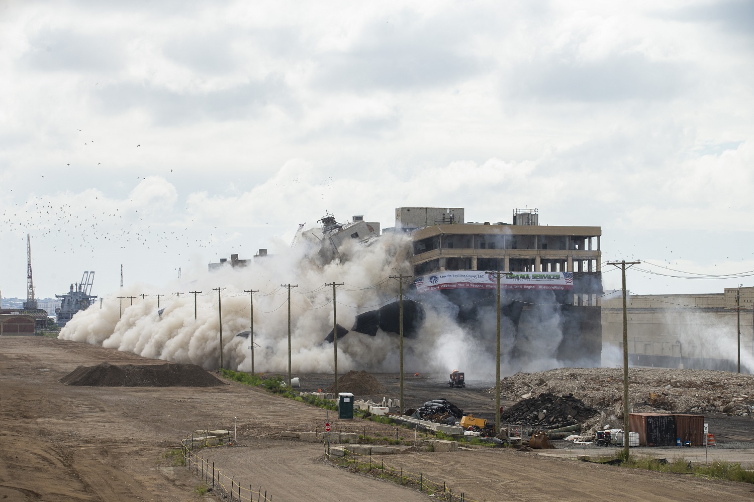 Lincoln Logistics Bayonne implodes buildings in August 2021 to make room for a UPS hub.