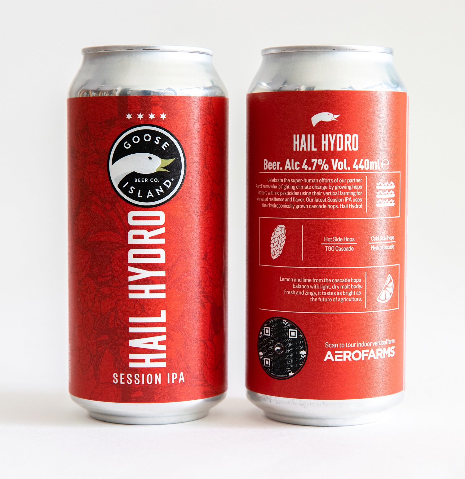 Goose Island UK and AeroFarms' Hail Hydro is a session IPA made with hydroponic hops grown indoors by AeroFarms' global headquarters in Newark. - BUSINESSWIRE