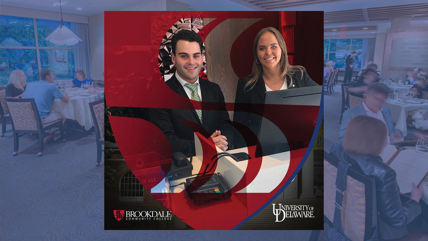 Brookdale Community College and the University of Delaware signed an agreement for Brookdale students earning an associate degree in hospitality management to be able to seamlessly transfer to UD's bachelor's program in hospitality business management on Sept. 14, 2021.
