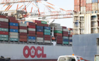 Cargo ships at Port Newark, shown in 2021.