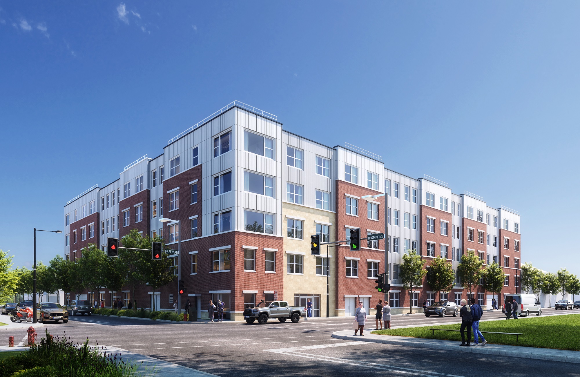 A rendering for Orange Valley Apartments, coming to 606 Freeman St. in Orange from Reynolds Asset Management.