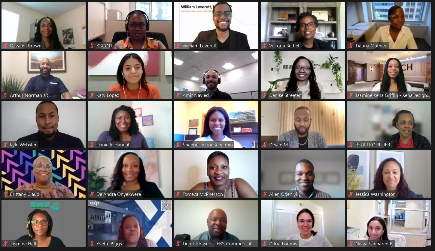Screenshot of the incoming class of the Project REAP/Urban Land Institute (ULI) Academy Spring 2022, which kicked off April 25.