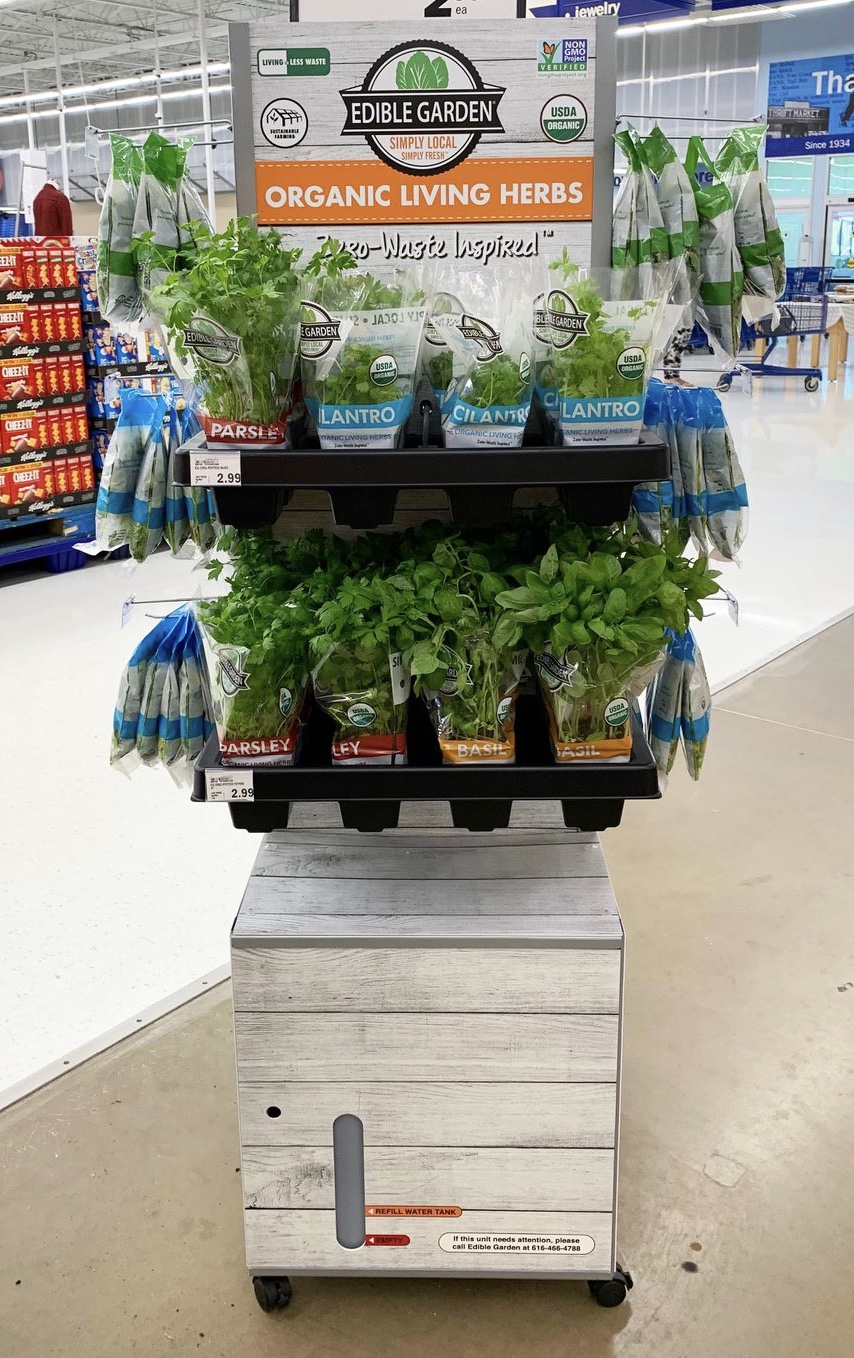 Edible Garden's self-water display brings sustainable solutions to the shopping experience.
