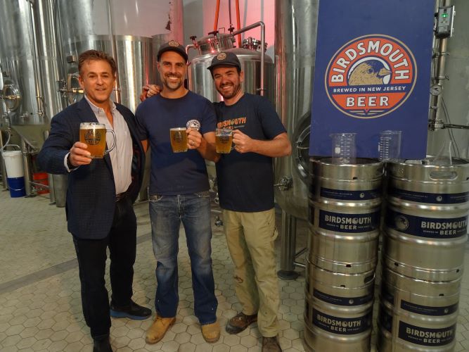 From left, the Birdsmouth Beer team of Pierson Commercial’s Gary Krauss and company founders Rocco Laginestra and Andy Gioia will mark the craft-lager brewer’s official opening Oct. 15 at The Commissary at Fort Monmouth.