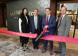 From left: Carolina Gutierrez, leasing and marketing manager for Alfred Sanzari Enterprises; David Sanzari, CEO of Alfred Sanzari; Ryan Sanzari, president of Alfred Sanzari; John Schleer, director of construction, cut the ribbon for the Marketplace, an Urban Eatery, at the Glenpointe corporate campus in Teaneck.<br />
PHOTOS: ALFRED SANZARI ENTERPRISES