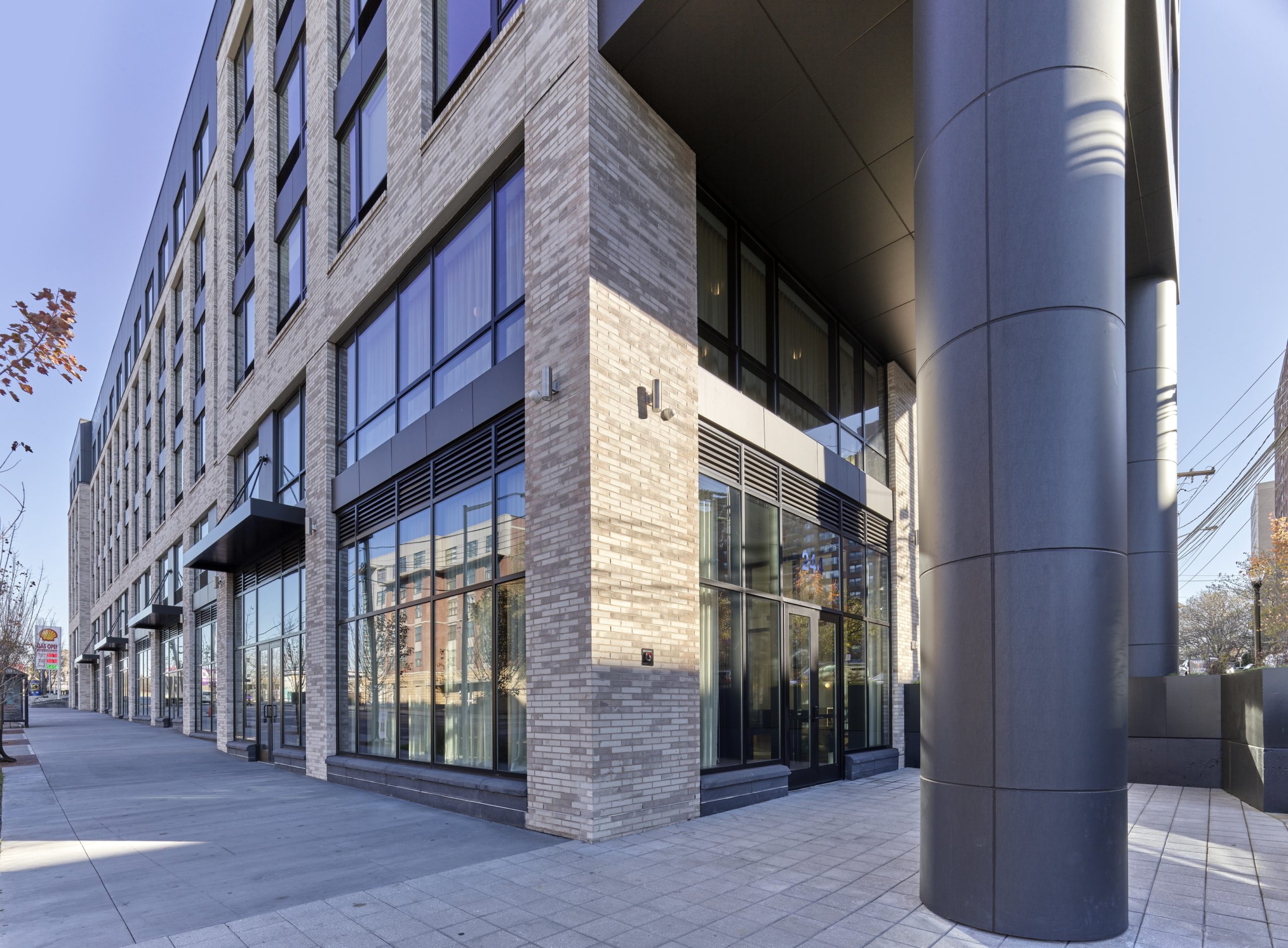 Exterior of Le Leo in Jersey City, a 99-unit luxury apartment building located in Journal Square.