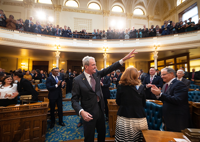 Gov. Phil Murphy delivers the 2023 State of the State Address at the Assembly Chambers in Trenton on Jan. 10, 2023.