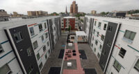 The courtyard at 60 Nevada, an affordable housing development in Newark.