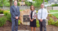 From left: Nicholas Laganella II, founder of Mill Gardens; Deborah Visconi, president and CEO, Bergen New Bridge Medical Center; and Nicholas Drivanos, executive director of Mill Gardens.