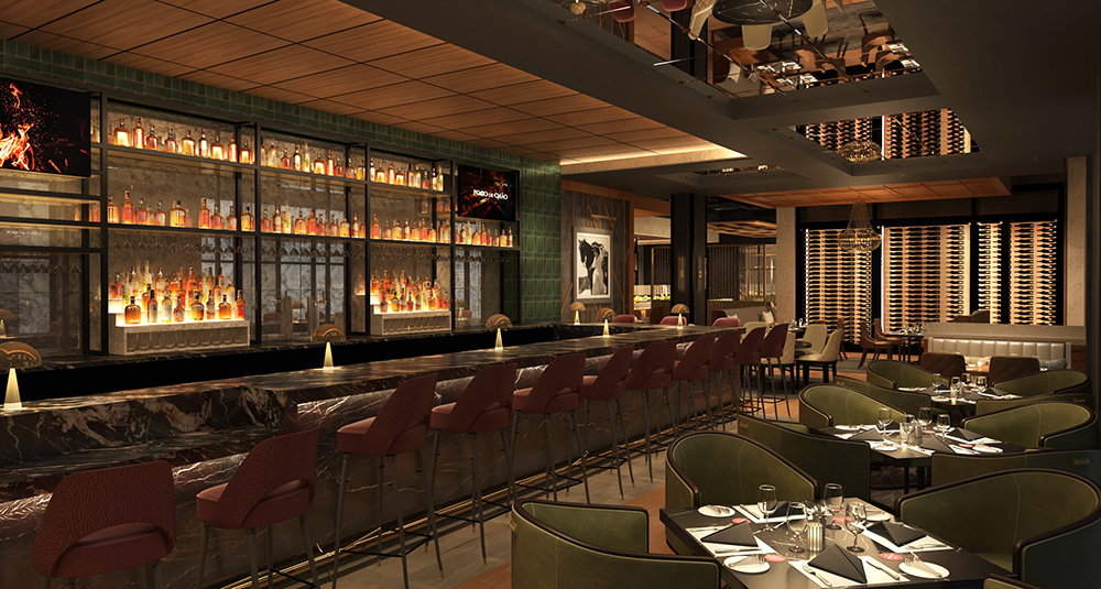 The Bar Fogo and dining room areas will feature multiple social gathering spaces.