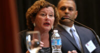 Nancy Cantor, chancellor, Rutgers University-Newark, speaks during Rutgers Business School Center for Real Estate's New Urbanism Conference at Hilton Short Hills on May 1, 2015.
