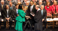 Lt. Gov. Sheila Oliver was sworn in during the inauguration at the War Memorial in Trenton on Jan. 16, 2018.