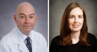 Dr. Jeffrey Carpenter, chairman and chief of the Department of Surgery, and Dr. Katherine McMackin, director of vascular surgical research at Cooper University Health Care.