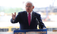 U.S. Sen. Bob Menendez speaks during the groundbreaking ceremony for the New Portal North Bridge in Kearny on Aug. 1, 2022.