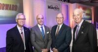 Shown at Wakefern Food Corp.'s annual meeting are (from left) Joseph Colalillo, outgoing Wakefern chairman; Sean McMenamin, incoming Wakefern chairman; Mike Stigers, Wakefern president; and retiring Wakefern President Joe Sheridan.
