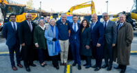 Leaders, lawmakers, officials from Amtrak and the Gateway Development Commission and other project stakeholders gather in Hudson Yards to celebrate the start of construction of the Hudson Tunnel Project on the New York side of the river.