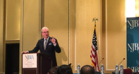 Gov. Phil Murphy delivers the keynote address at the New Jersey Business & Industry Association's 2023 Public Policy Forum on Nov. 28 at Delta Hotels by Marriott Woodbridge in Iselin.