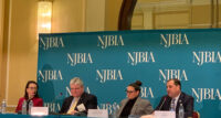 Moderated by Eric Scott (not pictured), New Jersey 101.5 news anchor, the legislative leaders panel at the New Jersey Business & Industry Association's 2023 Public Policy Forum featured (from left) Assemblywoman Aura Dunn, R-25th District; former Senate Republican Leader Steve Oroho, R-24th District; Assembly Budget Chairwoman Eliana Pintor Marin, D-29th District; and Senate Budget Chairman Paul Sarlo, D-36th District