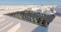 A rendering for the "high-end" EV charging lot Axis Electrified is bringing to Newark. - CUSHMAN & WAKEFIELD