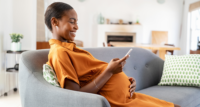 Pregnant woman on cellphone