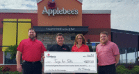 Between Nov. 1 and Dec. 31, 2023, Doherty Enterprises' Applebee’s eateries in New York, New Jersey, Florida and Georgia raised $247,662.59 in support of the Marine Corps Reserve Toys for Tots program. From left, Chad Benson, Applebee’s general manager; Marine Mark Wilson, Toys For Toys Foundation; Kathleen Malato, Applebee’s director of operations; and Michael Rice, Applebee’s general manager.