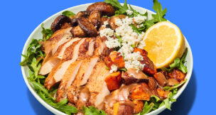 Founded in 2006, Just Salad is known for its customizable salads, wraps and warm bowls, as well as its seasonal options and “Earth Friendly” meals featuring salads with low-carbon footprints. Shown is the Warm Chicken Goat Cheese Bowl.