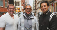 Montclair Hospitality Group CEO Joey Simons, Chef Masaharu Morimoto and Montclair Hospitality Group Founder Luck Sarabhayavanija.