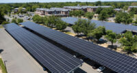 Aerial photography of The College of New Jersey's (TCNJ) solar array panels in parking lots 4 and 5. - PROVIDED BY TCNJ/ANTTHONY DEPRIMO