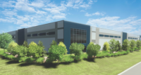A rendering for Bridge Point South Plainfield II, a 167,281-square-foot Class A warehouse and distribution center, that will rise where an office building formerly stood. - PROVIDED BY JLL