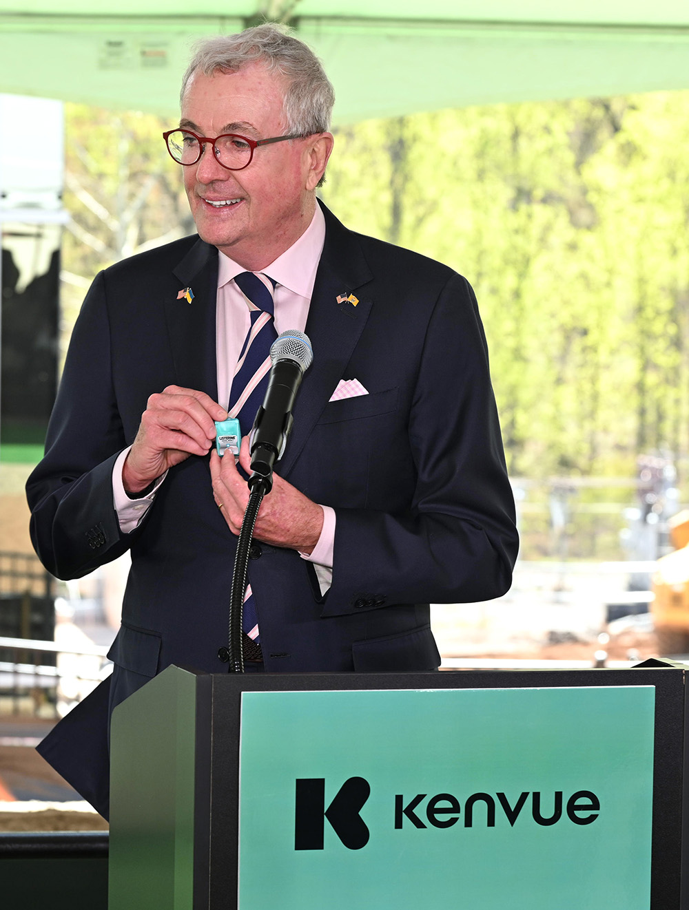 Gov. Phil Murphy speaks at the groundbreaking ceremony for the company's headquarters in Summit on April 24, 2024.