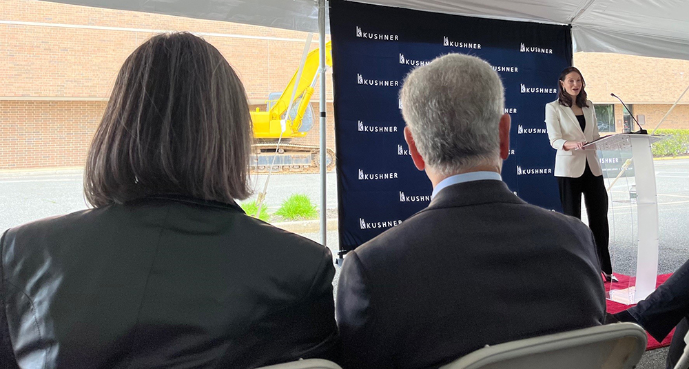 Kushner President Nicole Kushner Meyer speaks at the May 9, 2024, groundbreaking ceremony for Monmouth Square at Monmouth Mall. - JESSICA PERRY/NJBIZ