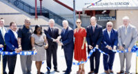 Officials celebrate the re-opening of the NJ Transit Elizabeth Station following a $74.5 million renovation.