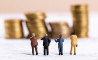 stock photo illustrating business people discussing money