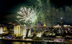 Fireworks light up the sky around North Beach Atlantic City at the annual summer kickoff oceanfront fireworks spectacular June 28, 2023.