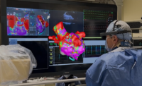 Dr. Dan Musat – associate director of electrophysiology at The Valley Hospital, and director of electrophysiology research for Valley Health System – uses the CommandEP holographic cardiac ablation visualization platform to visualize his next ablation site.